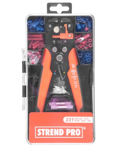 Kliešte Strend Pro AWS 338, odblankovacie + sada 230 ks koncoviek