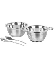 Set šalátový MagicHome, 24 cm, 4 dielny - misa, sito, 2x naberačka, nerez