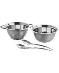 Set šalátový MagicHome, 24 cm, 4 dielny - misa, sito, 2x naberačka, nerez