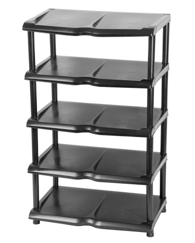Regál Strend Pro, na topánky, 5 priečkový, čierny, 48x30,5x86 cm