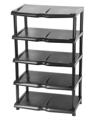 Regál Strend Pro, na topánky, 5 priečkový, čierny, 48x30,5x86 cm