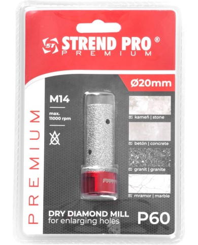 Fréza Strend Pro Premium DM618, M14, 20 mm, G60, diamant, na zväčšovanie dier k vyrezávacím korunkám, professional