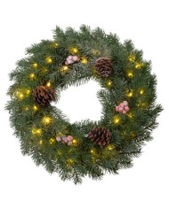 Veniec MagicHome Vianoce, prírodný, zasnežený, 48x LED, IP20, 2xAA, 40 cm