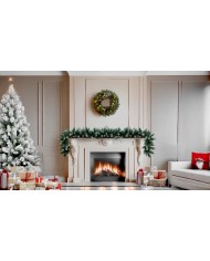 Veniec MagicHome Vianoce, prírodný, zasnežený, 48x LED, IP20, 2xAA, 40 cm