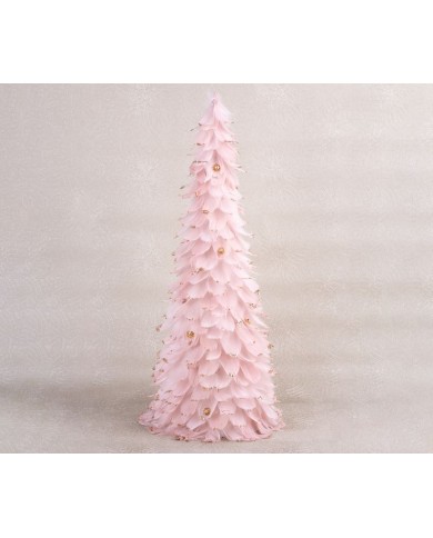 Dekorácia MagicHome Vianoce, Stromček z páperia, ružový, 24x60 cm