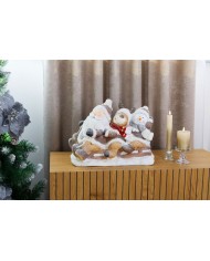 Dekorácia MagicHome Vianoce, Santa, sob a snehuliak na saniach, keramika, 45x23x34,50 cm