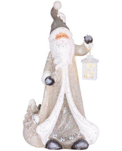 Dekorácia MagicHome Vianoce, Santa s lampášom, 1 LED, 2xAAA, keramika, 34x21x65 cm