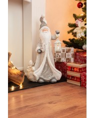 Dekorácia MagicHome Vianoce, Santa s lampášom, 1 LED, 2xAAA, keramika, 34x21x65 cm