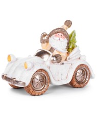 Dekorácia MagicHome Vianoce, Santa v aute, retro, keramika, 46,50x19,50x31,50 cm