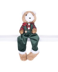 Dekorácia MagicHome Vianoce, Medveď v károvanej košeli, 17x14x26 cm