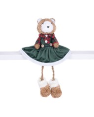 Dekorácia MagicHome Vianoce, Medvedica v zelených šatičkách, 17x14x26 cm