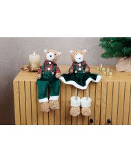 Dekorácia MagicHome Vianoce, Medvedica v zelených šatičkách, 17x14x26 cm