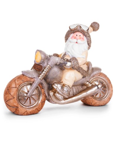 Dekorácia MagicHome Vianoce, Santa na motorke, retro, keramika, 47x18,5x34 cm
