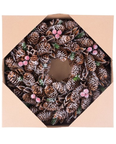 Veniec MagicHome Vianoce, zasnežený, šišky, 37x09x37 cm