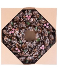 Veniec MagicHome Vianoce, zasnežený, šišky, 37x09x37 cm