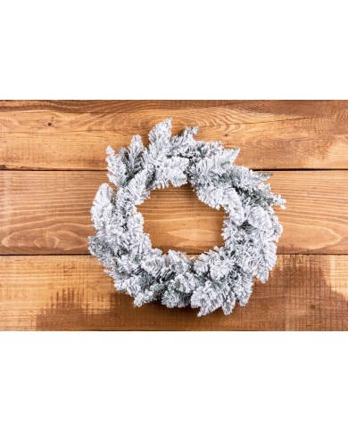 Veniec MagicHome Vianoce, prírodný, zasnežený, 45 cm