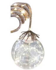 Dekorácia MagicHome Vianoce Balldeco, guľa na lane, 50x mLED teplá biela, 3xAA, IP20, interiér, osvetlenie, L-0,50 m