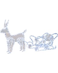 Dekorácia MagicHome Vianoce, Sob so saňami, 312x LED studená biela, 230V, 50 Hz, exteriér, 59x132x30 cm