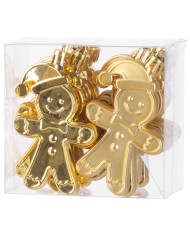 Ozdoba MagicHome Vianoce, sada, 12 ks, 8 cm, perníkový panáčik, zlatý, na vianočný stromček