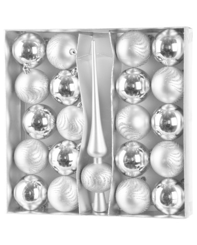 Gule MagicHome Vianoce, sada, 21 ks, 6 cm, strieborné, špic, na vianočný stromček