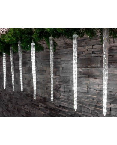 Reťaz MagicHome Vianoce Icicle, 288x LED studená biela, 8 cencúľov, vodopádový efekt, 230 V, 50 Hz, IP44, exteriér, osvetlenie, 
