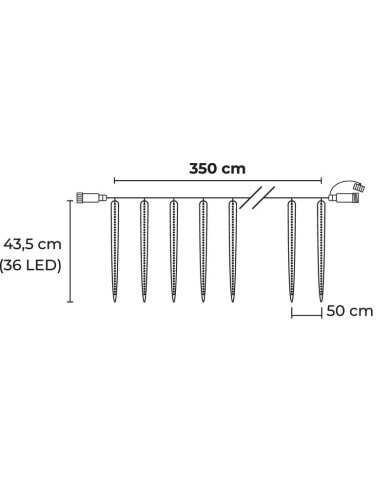 Reťaz MagicHome Vianoce Icicle, 288x LED studená biela, 8 cencúľov, vodopádový efekt, 230 V, 50 Hz, IP44, exteriér, osvetlenie, 
