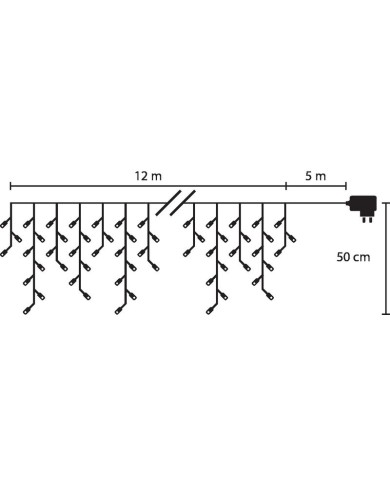 Reťaz MagicHome Vianoce Icicle, 480 LED teplá biela, cencúľová, jednoduché svietenie, 230 V, 50 Hz, IP44, časovač, exteriér, osv