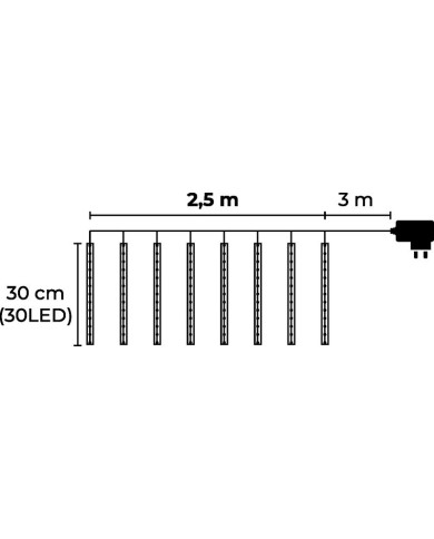 Reťaz MagicHome Vianoce Icicle, 240 LED studená biela, 8 cencúľov, vodopádový efekt, 230 V, 50 Hz, IP44, exteriér, osvetlenie, L