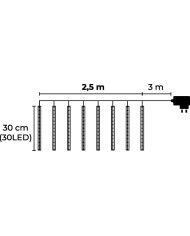 Reťaz MagicHome Vianoce Icicle, 240 LED studená biela, 8 cencúľov, vodopádový efekt, 230 V, 50 Hz, IP44, exteriér, osvetlenie, L