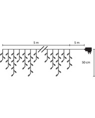 Reťaz MagicHome Vianoce Icicle, 200 LED teplá biela, cencúľová, jednoduché svietenie, 230 V, 50 Hz, IP44, exteriér, osvetlenie, 