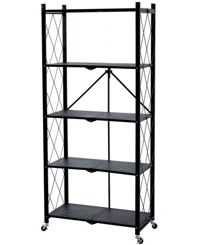 Regál Racks RAW5T, kovový, 5 police, 1630x720x340 mm, max. 50 kg/polica, prenosný, na kolieskach