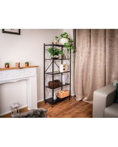 Regál Racks RAW5T, kovový, 5 police, 1630x720x340 mm, max. 50 kg/polica, prenosný, na kolieskach