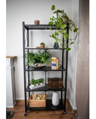 Regál Racks RAW5T, kovový, 5 police, 1630x720x340 mm, max. 50 kg/polica, prenosný, na kolieskach