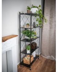 Regál Racks RAW5T, kovový, 5 police, 1630x720x340 mm, max. 50 kg/polica, prenosný, na kolieskach