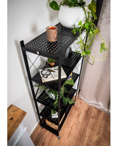 Regál Racks RAW5T, kovový, 5 police, 1630x720x340 mm, max. 50 kg/polica, prenosný, na kolieskach