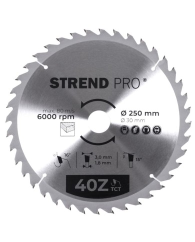 Kotúč Strend Pro TCT 250x3.0x30/20 mm 40T, na drevo, pílový, SK plátky