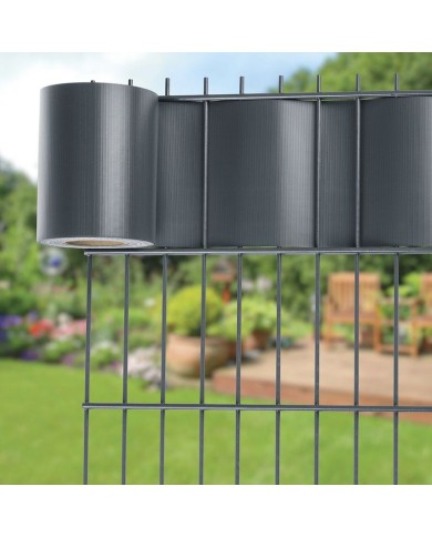 Páska Strend Pro EUROSTANDARD, 190 mm, L-35 m, tieniaca, antracit, krycia, na plotové panely, s 20 klipsami, 450 g/m2, PVC, RAL7