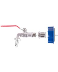 Sada Strend Pro, MOSADZNÝ ventil 1/2" (Zn redukcia 3/4") + plastová redukcia 60 mm + výpust 3/4" , na IBC nádrž,