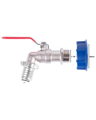 Sada Strend Pro, MOSADZNÝ ventil 1 1/4" + plastová redukcia 60 mm + výpust 1", na IBC nádrž,