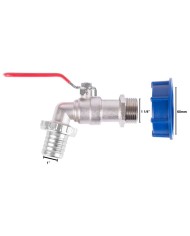 Sada Strend Pro, MOSADZNÝ ventil 1 1/4" + plastová redukcia 60 mm + výpust 1", na IBC nádrž,