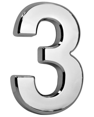 Číslo MagicHome "3" domové, s lepiacou páskou, strieborné, popisné, 70x100 mm, ABS