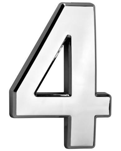 Číslo MagicHome "4" domové, s lepiacou páskou, strieborné, popisné, 70x100 mm, ABS