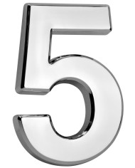 Číslo MagicHome "5" domové, s lepiacou páskou, strieborné, popisné, 70x100 mm, ABS
