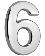 Číslo MagicHome "6" domové, s lepiacou páskou, strieborné, popisné, 70x100 mm, ABS