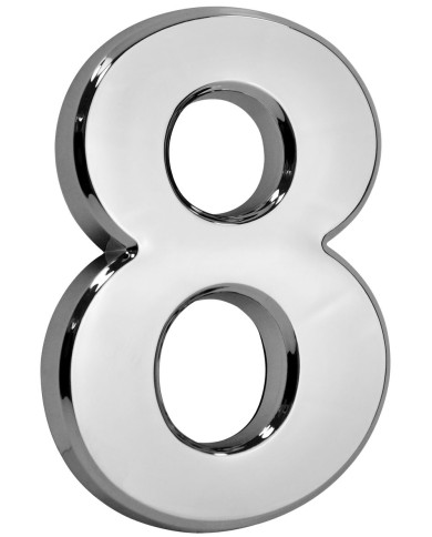 Číslo MagicHome "8" domové, s lepiacou páskou, strieborné, popisné, 70x100 mm, ABS