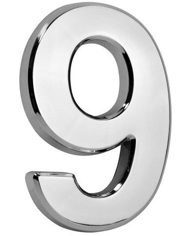 Číslo MagicHome "9" domové, s lepiacou páskou, strieborné, popisné, 70x100 mm, ABS