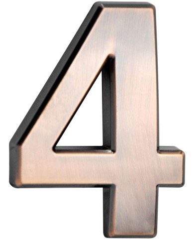 Číslo MagicHome "4" domové, s lepiacou páskou, bronzové, popisné, 70x100 mm, ABS