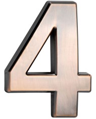 Číslo MagicHome "4" domové, s lepiacou páskou, bronzové, popisné, 70x100 mm, ABS