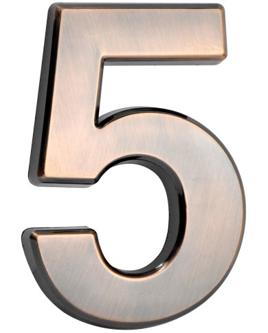 Číslo MagicHome "5" domové, s lepiacou páskou, bronzové, popisné, 70x100 mm, ABS