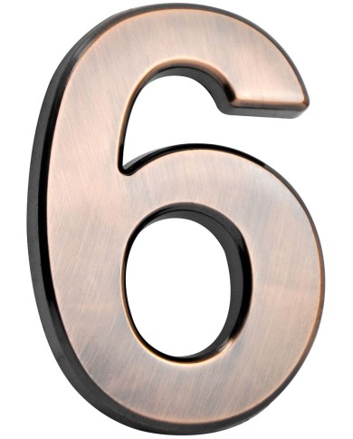 Číslo MagicHome "6" domové, s lepiacou páskou, bronzové, popisné, 70x100 mm, ABS